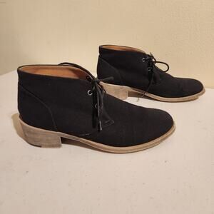 Ahimsa Women's Sz 7 Heeled Desert Vegan Suede Boot Black Preppy Dark Academia